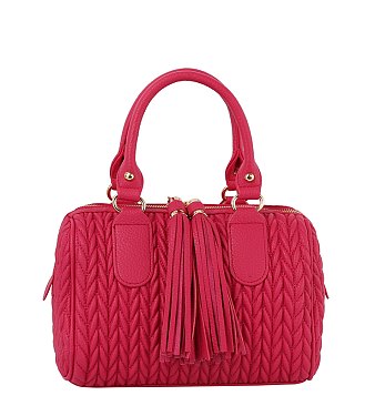 ★DE MERIEL★ VT Boston Bag_4Colors Chevron Quilted Tassel Zipper Boston Bag Satchel > Fashion